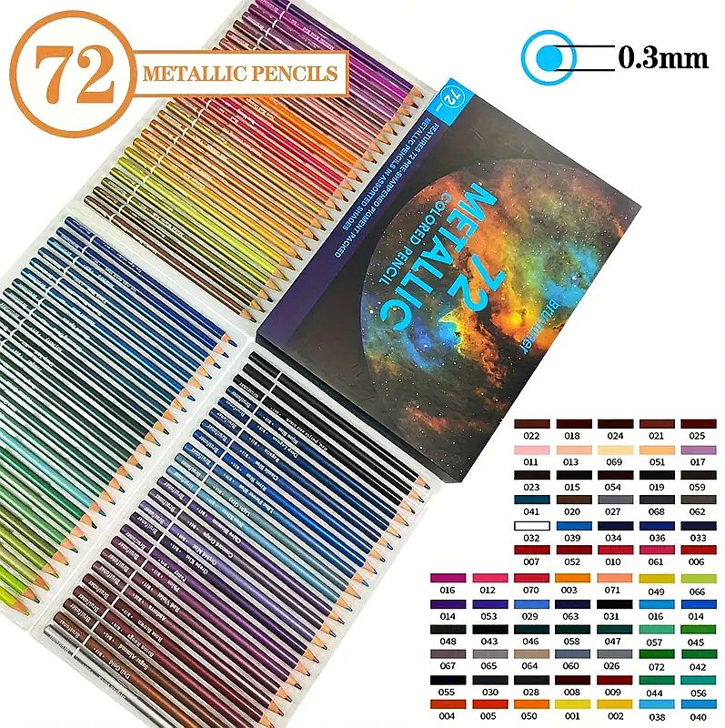 Metalické pastelky Brutfuner pro kreslení 72 ks